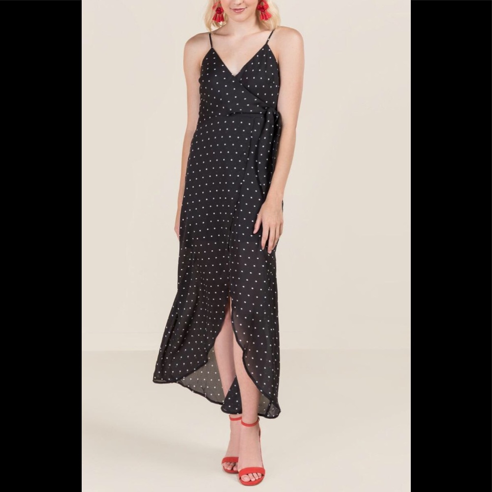 Polka Dot Wrap Maxi Dress